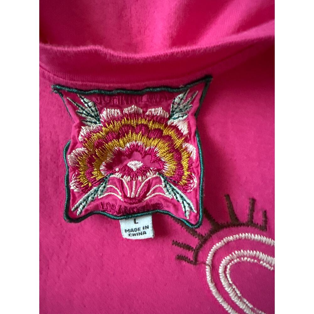Johnny Was Amour Short Sleeve Embroidered Tee Size Large - Picture 8 of 11